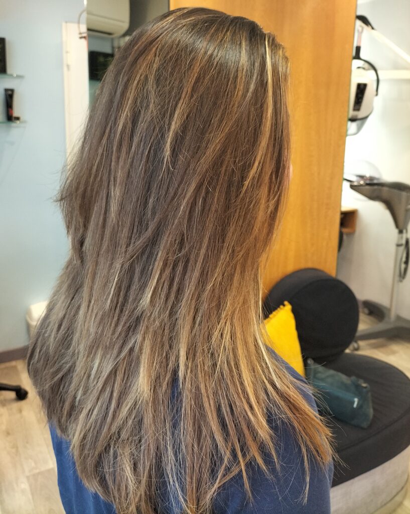 Ombré marron cuivré sur cheveux long à Bordeaux (1)